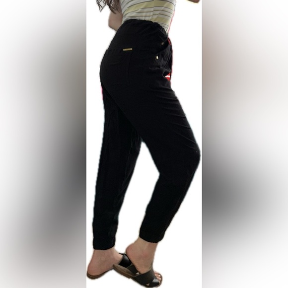 Black Michael by Michael Kors gold accoutrements pants shiny super soft cargo 👖 - Picture 2 of 16